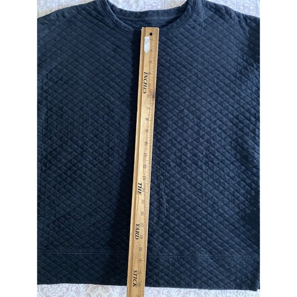 LANDS END Top Quilted Pullover Sweatshirt Blouse 3/4 Sleeve Womens M Black - Picture 3 of 14